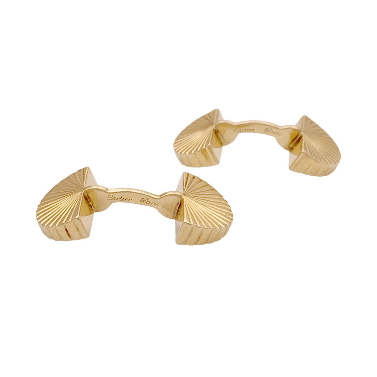 Boutons de manchette vintage Cartier, "Eventail", or jaune. - Maison Eloe