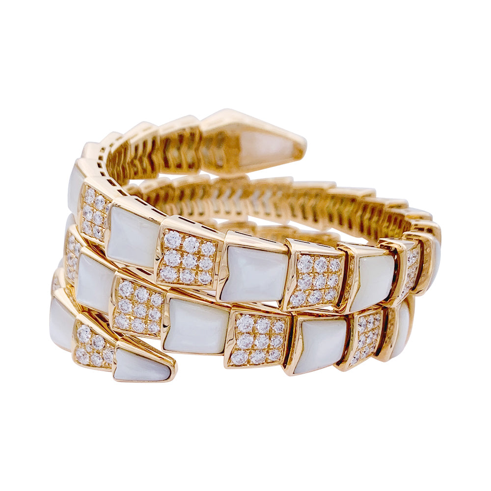 Bulgari bracelet, "Serpenti Viper", pink gold, diamonds, mother-of-pearl.