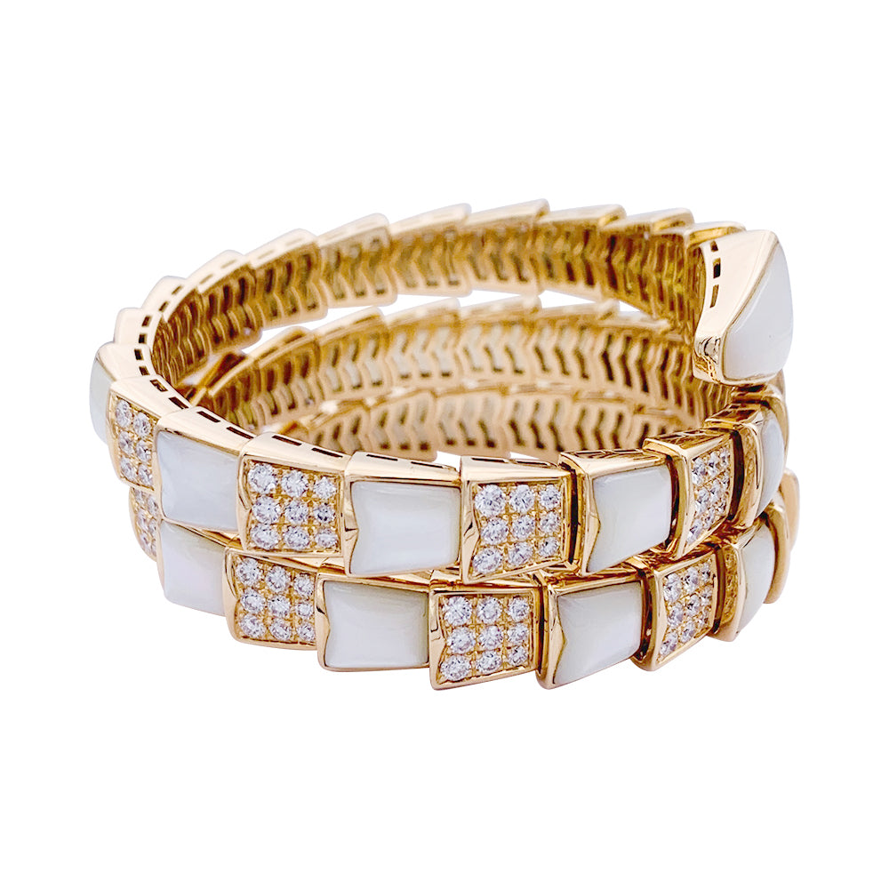 Bulgari bracelet, "Serpenti Viper", pink gold, diamonds, mother-of-pearl.