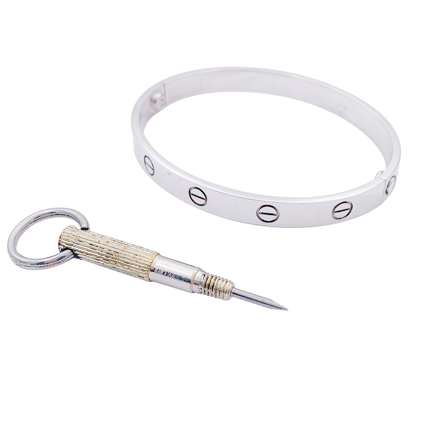 Bracelet Cartier, "Love", en or blanc.