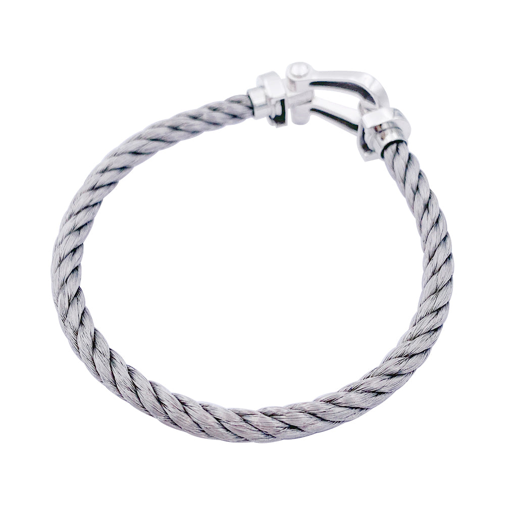 Bracelet Fred,"Force 10", platine et acier.