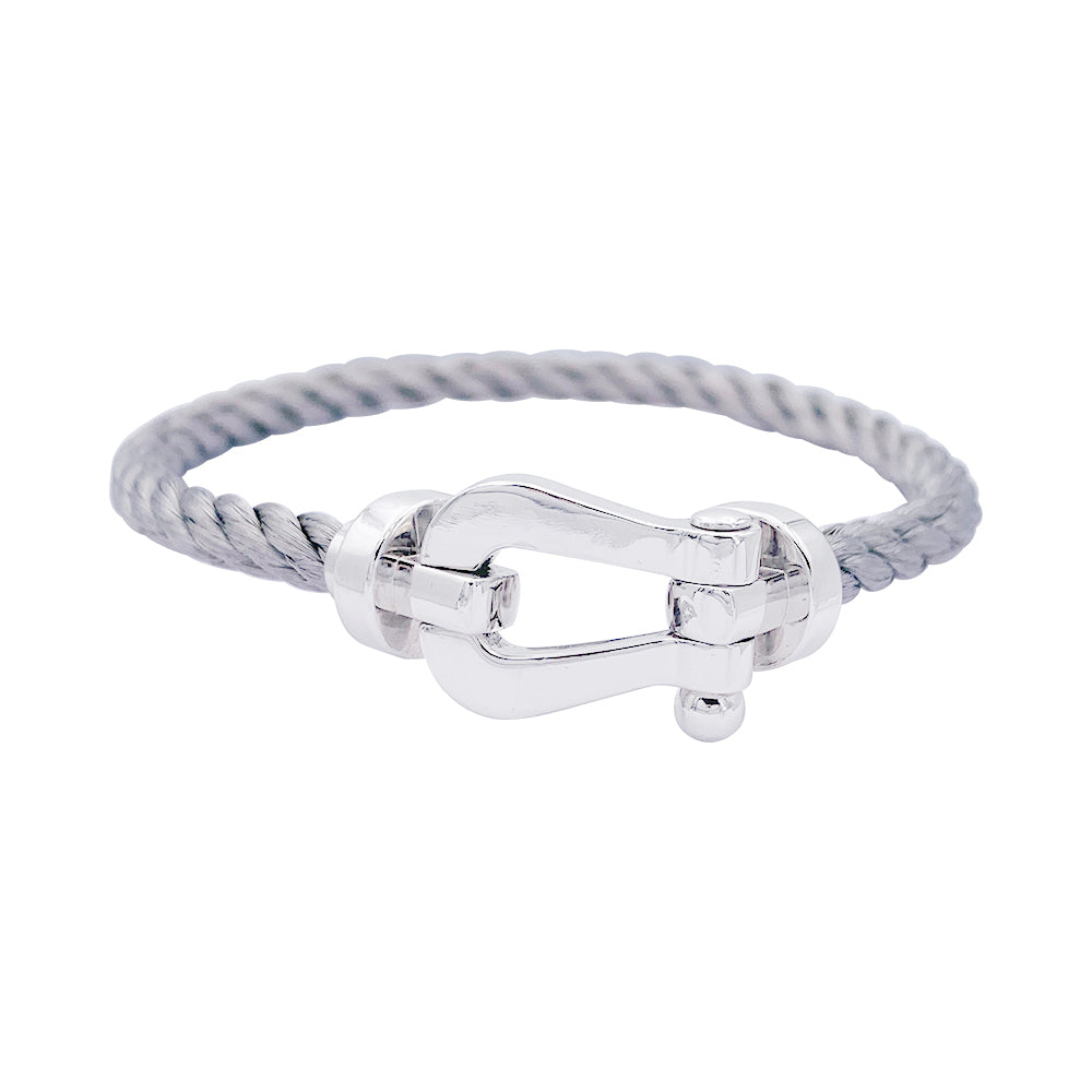 Bracelet Fred,"Force 10", platine et acier.