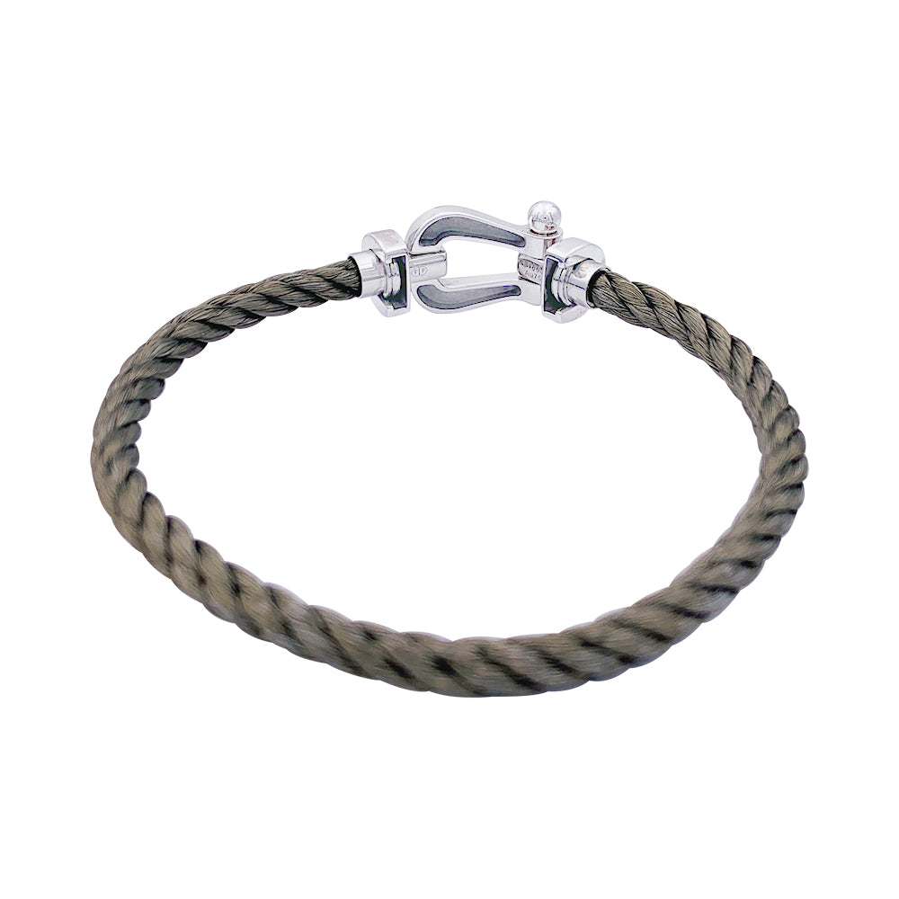 Bracelet Fred,"Force 10", en or blanc et acier.