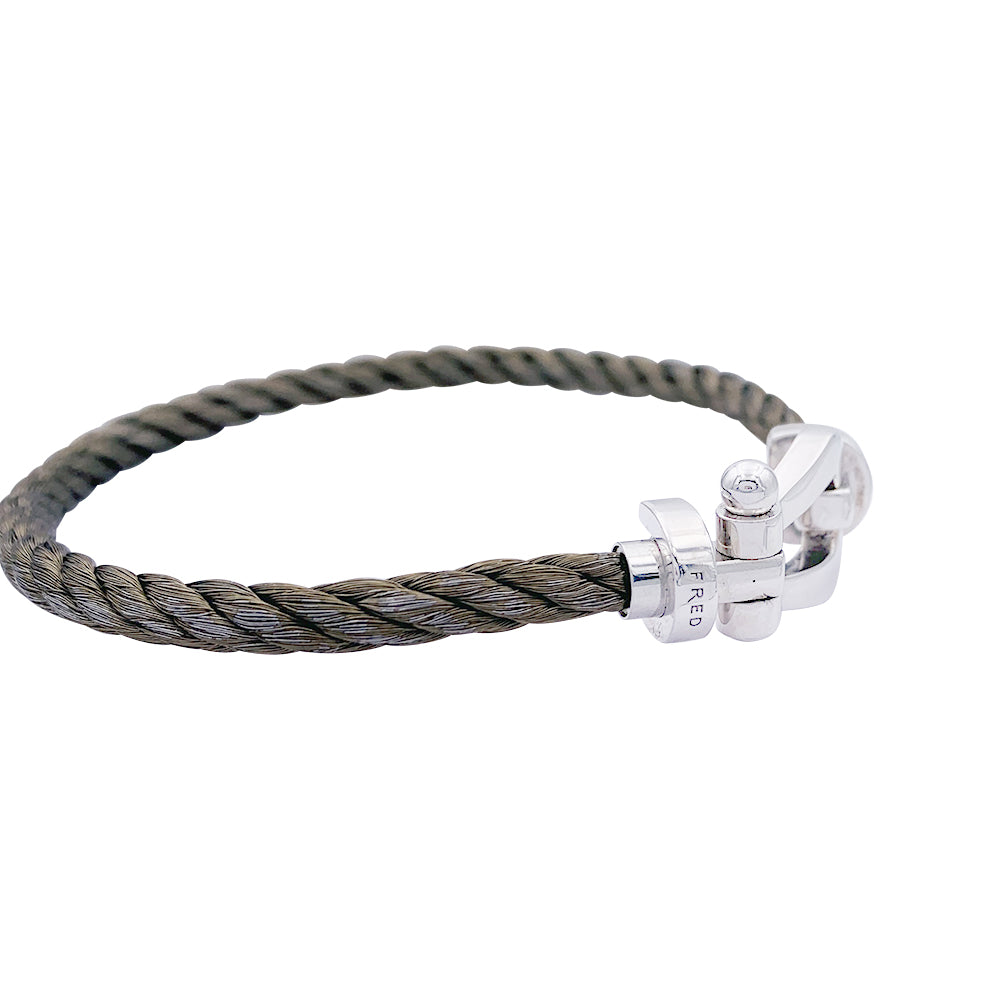 Fred "Force 10" bracelet, in white gold and steel.