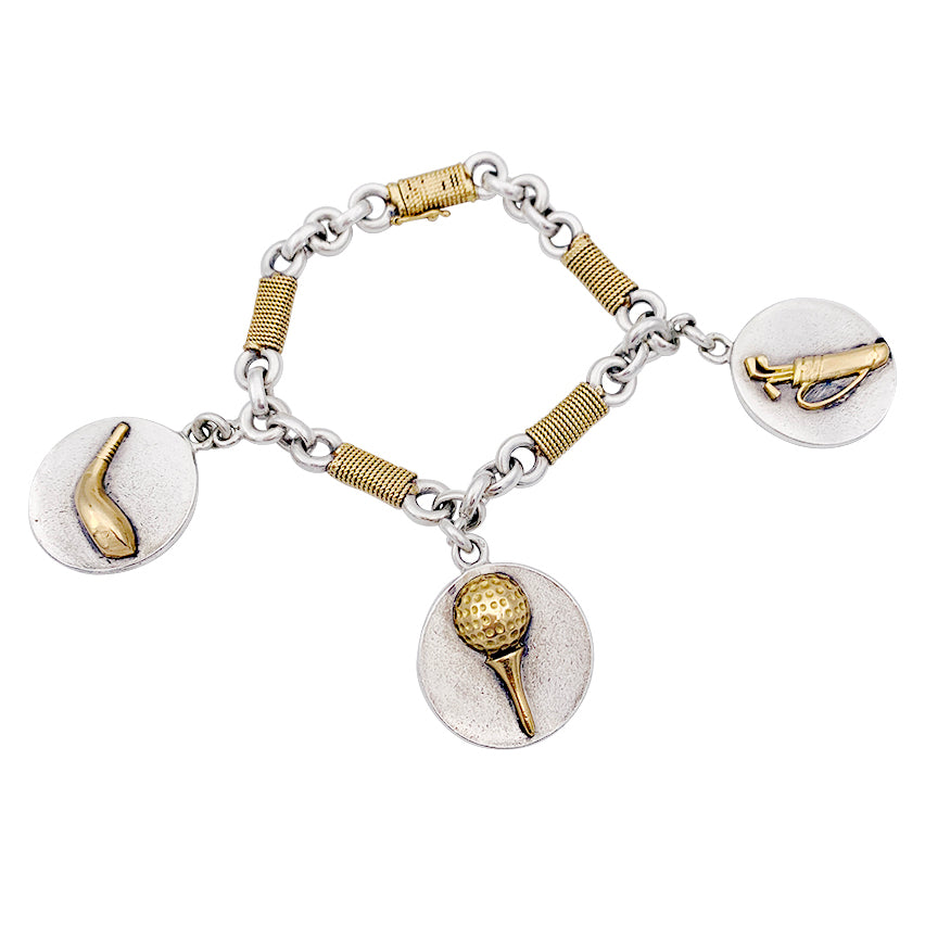 Bracelet vintage Hermès, "Golf", or et argent.