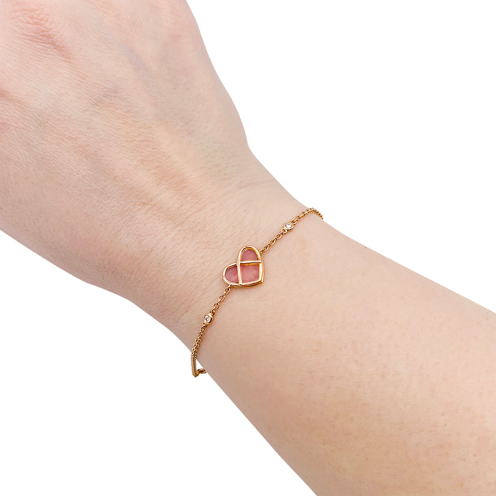 Poiray bracelet, "The Heart Catcher", pink gold, pink opal, diamonds.
