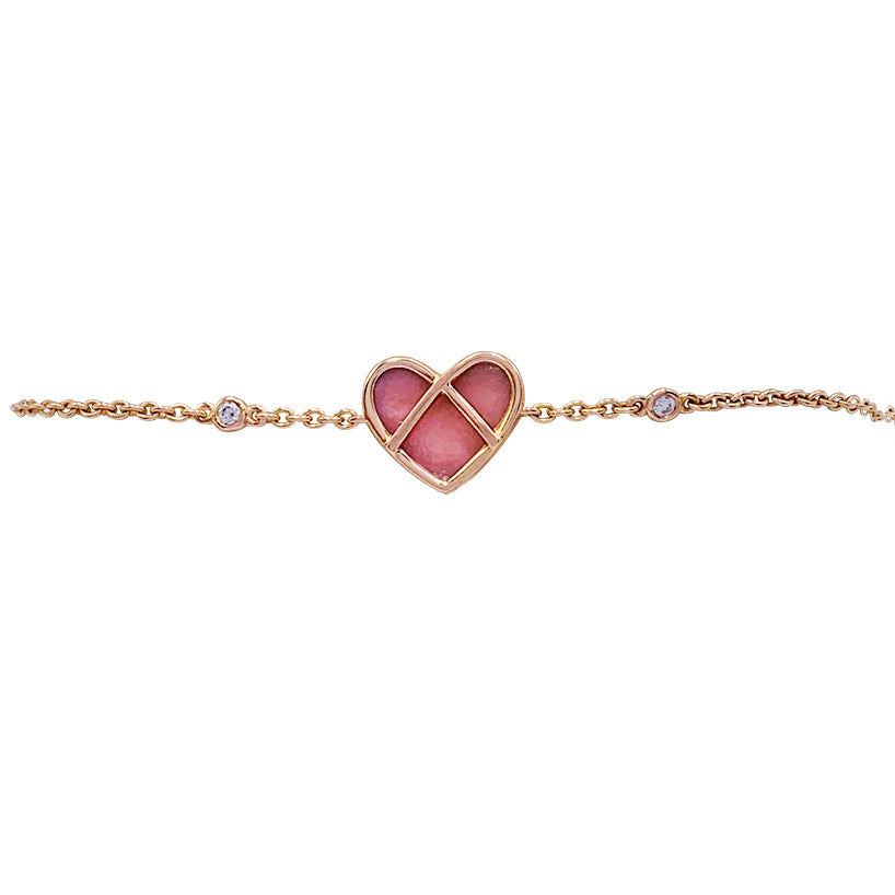 Poiray bracelet, "The Heart Catcher", pink gold, pink opal, diamonds.