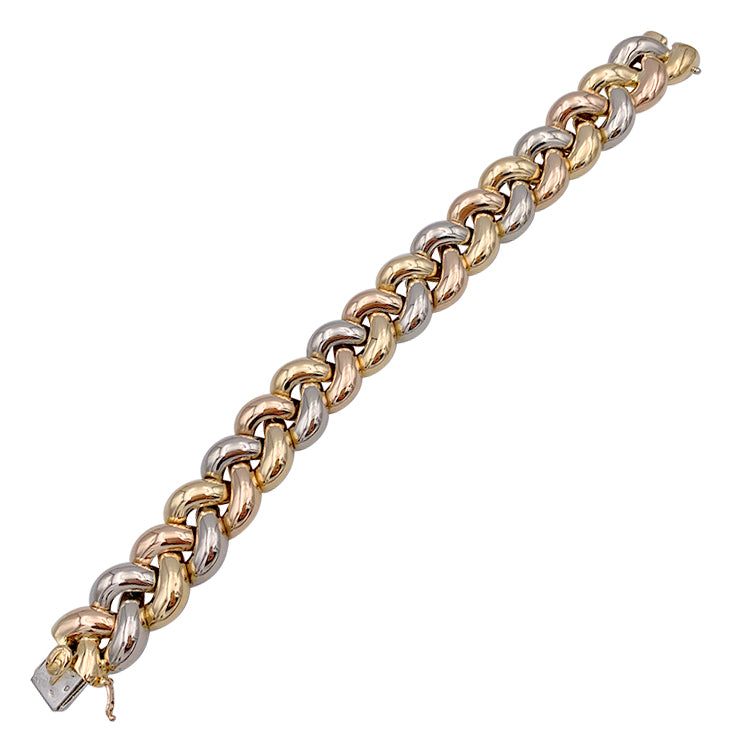 Poiray bracelet, "Tresse", three tones of gold.