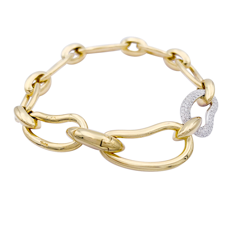 Pomellato bracelet, "Paisley", yellow gold, white gold, diamonds.