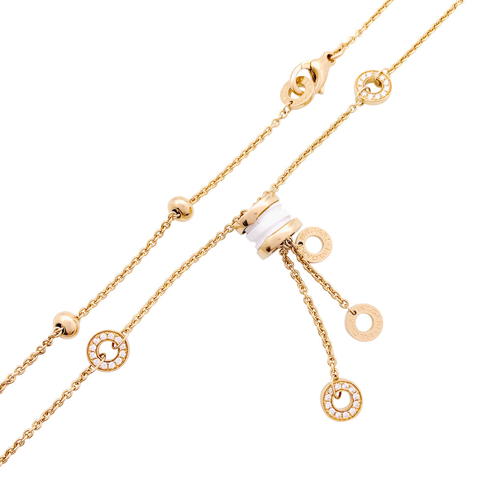 Bulgari necklace, "BZERO1", rose gold, white ceramic and diamonds.