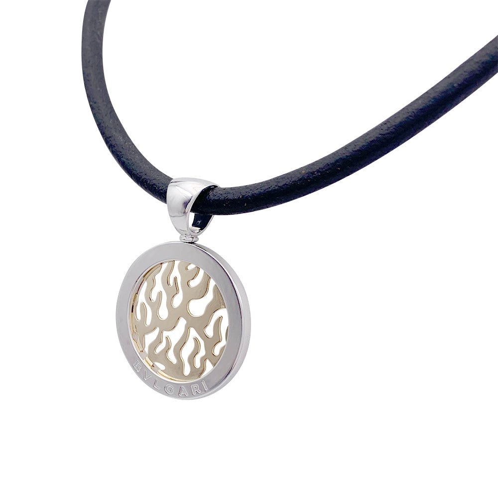Bulgari pendant, "Tondo Fire", steel, yellow gold.