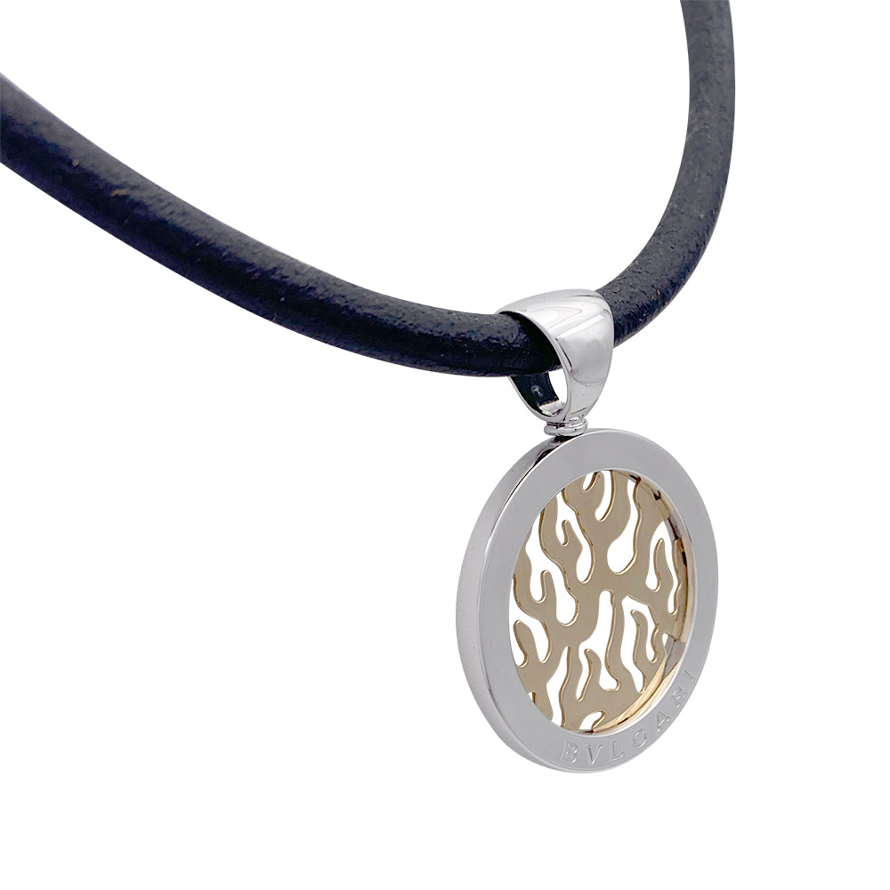 Bulgari pendant, "Tondo Fire", steel, yellow gold.