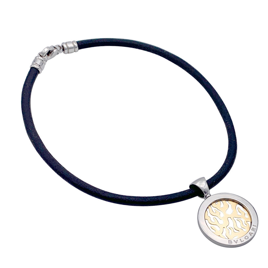 Bulgari pendant, "Tondo Fire", steel, yellow gold.