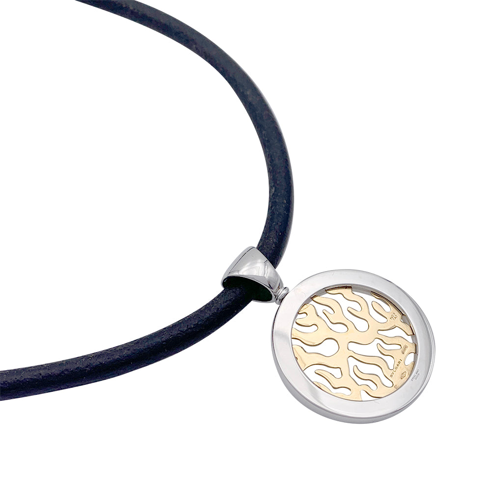 Bulgari pendant, "Tondo Fire", steel, yellow gold.