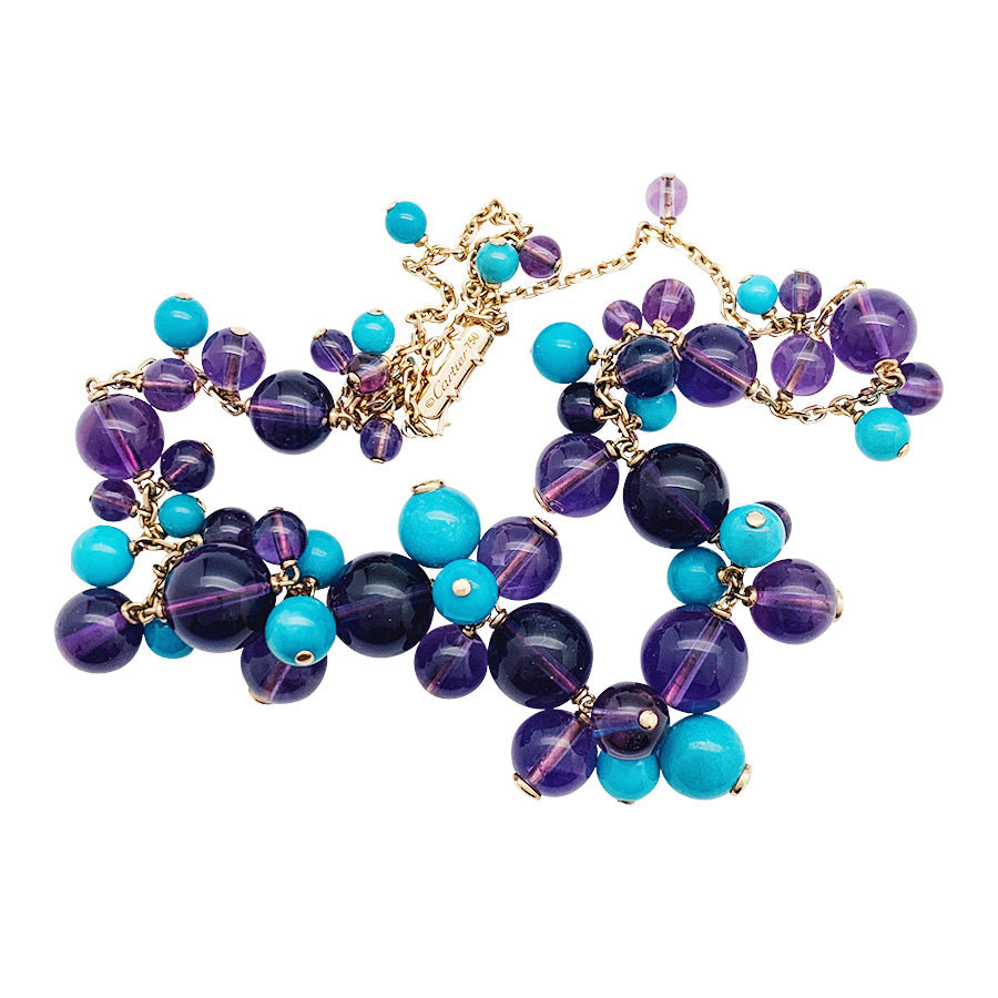 Cartier necklace, "Les Délices de Goa", pink gold, amethysts, turquoises and diamonds.