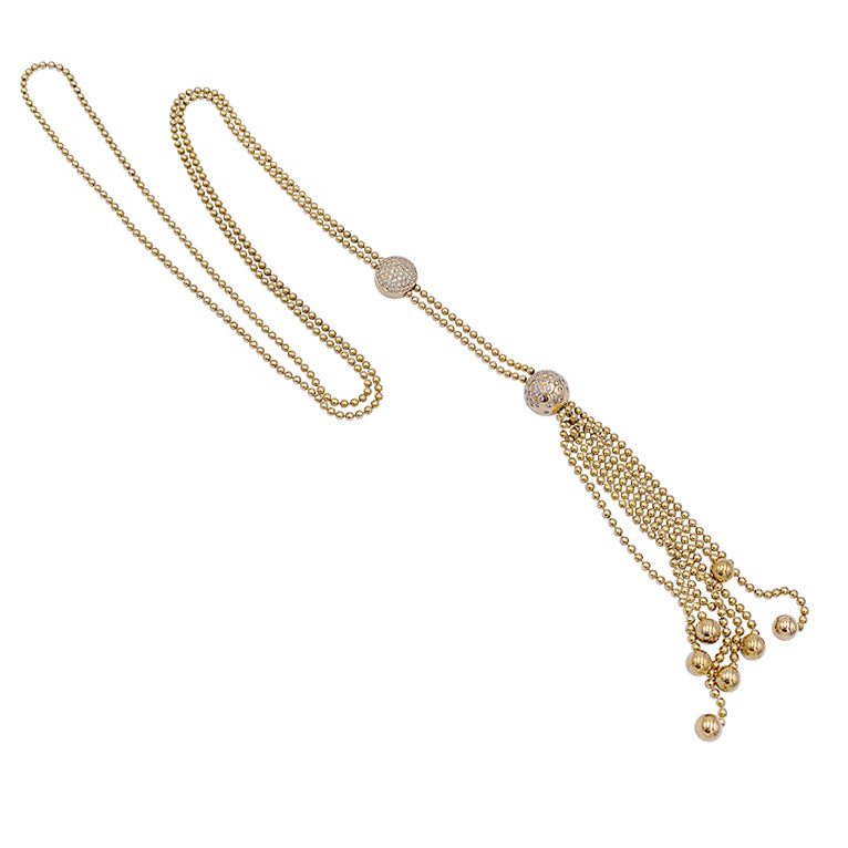 Cartier tie necklace, “Draperie de Décolleté”, yellow gold, diamonds.