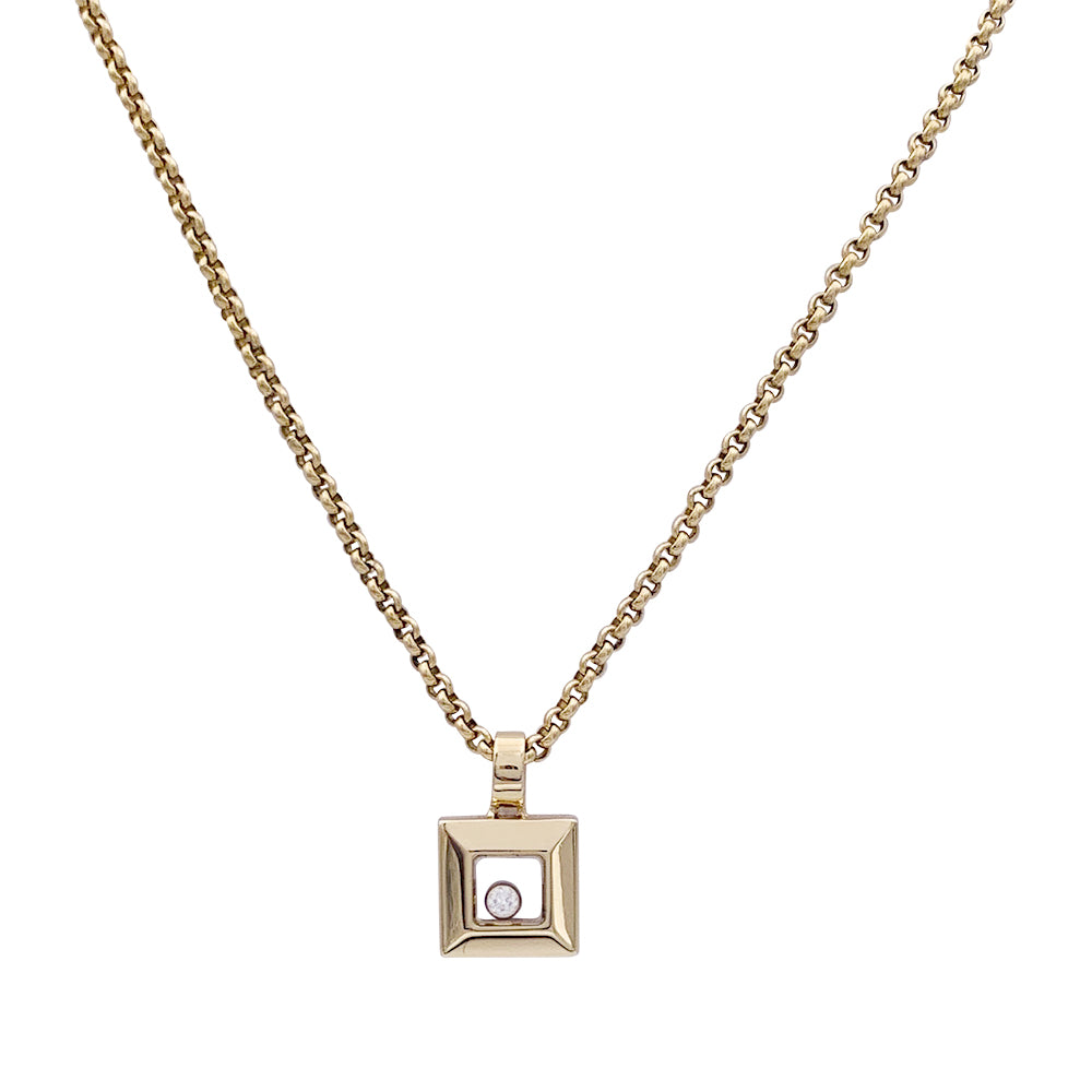 Collier Chopard, "Happy Square Diamond", or jaune, diamant.