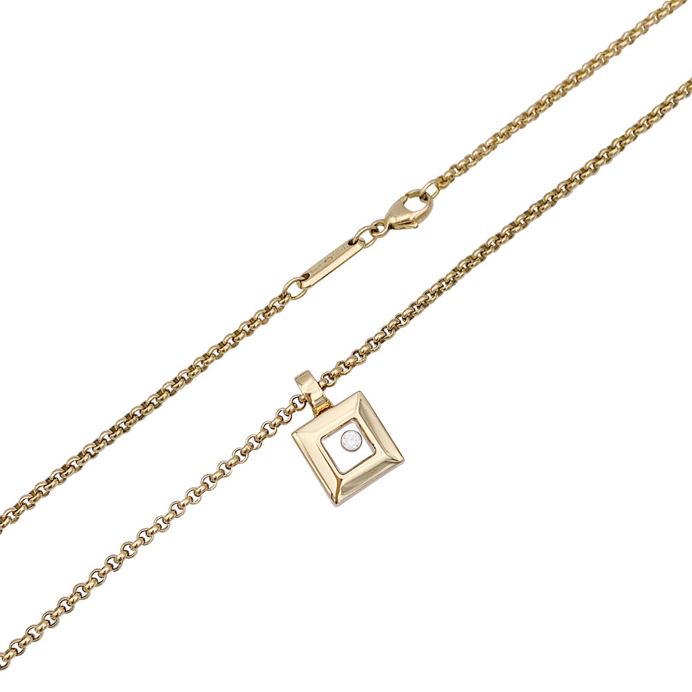 Collier Chopard, "Happy Square Diamond", or jaune, diamant.