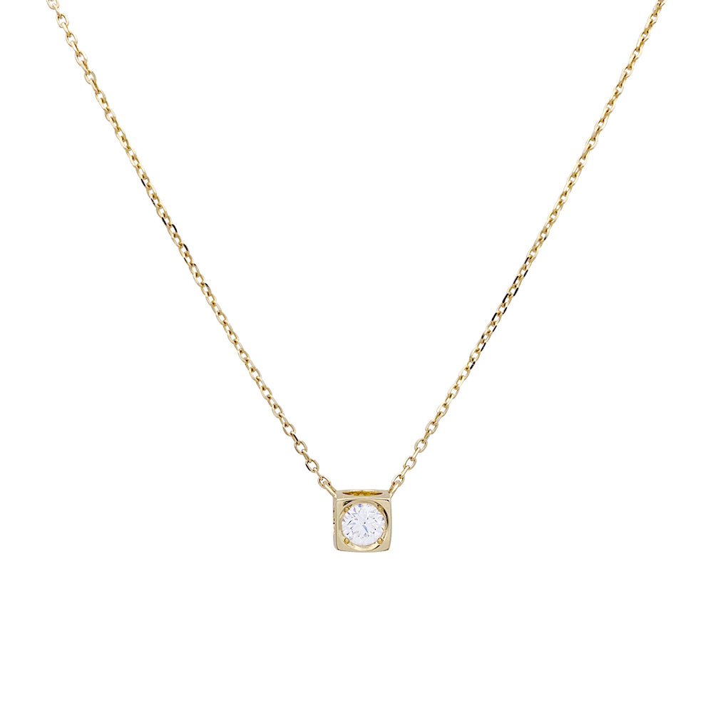 Dinh Van necklace, "The Cube", yellow gold, diamond