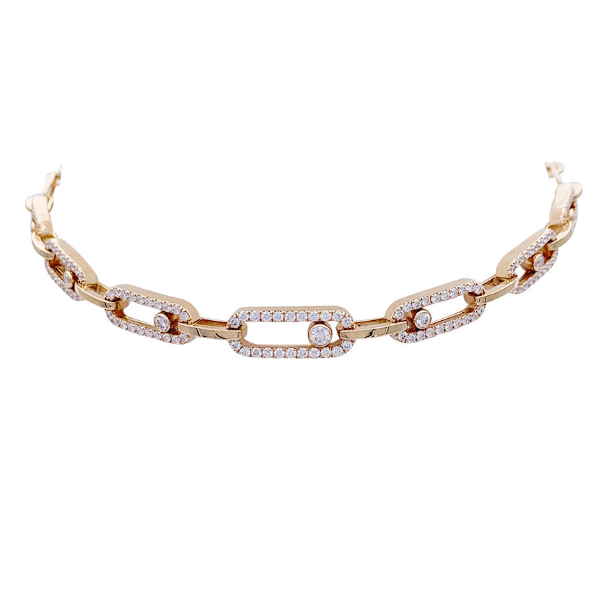 Messika necklace, “Choker Move Link Multi”, pink gold, diamonds.