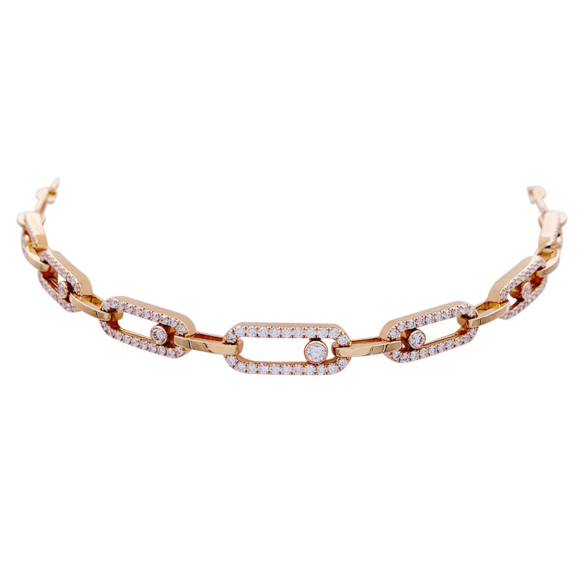 Collier Messika, “Choker Move Link Multi”, or rose, diamants.