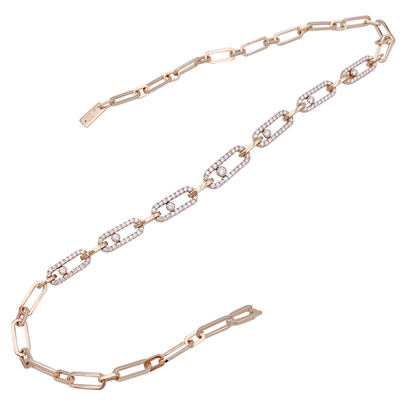 Messika necklace, “Choker Move Link Multi”, pink gold, diamonds.