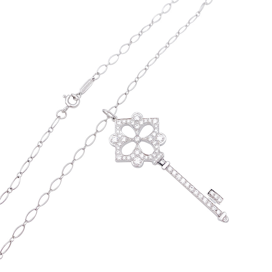Tiffany & Co. "Key" necklace in platinum, white gold and diamonds.