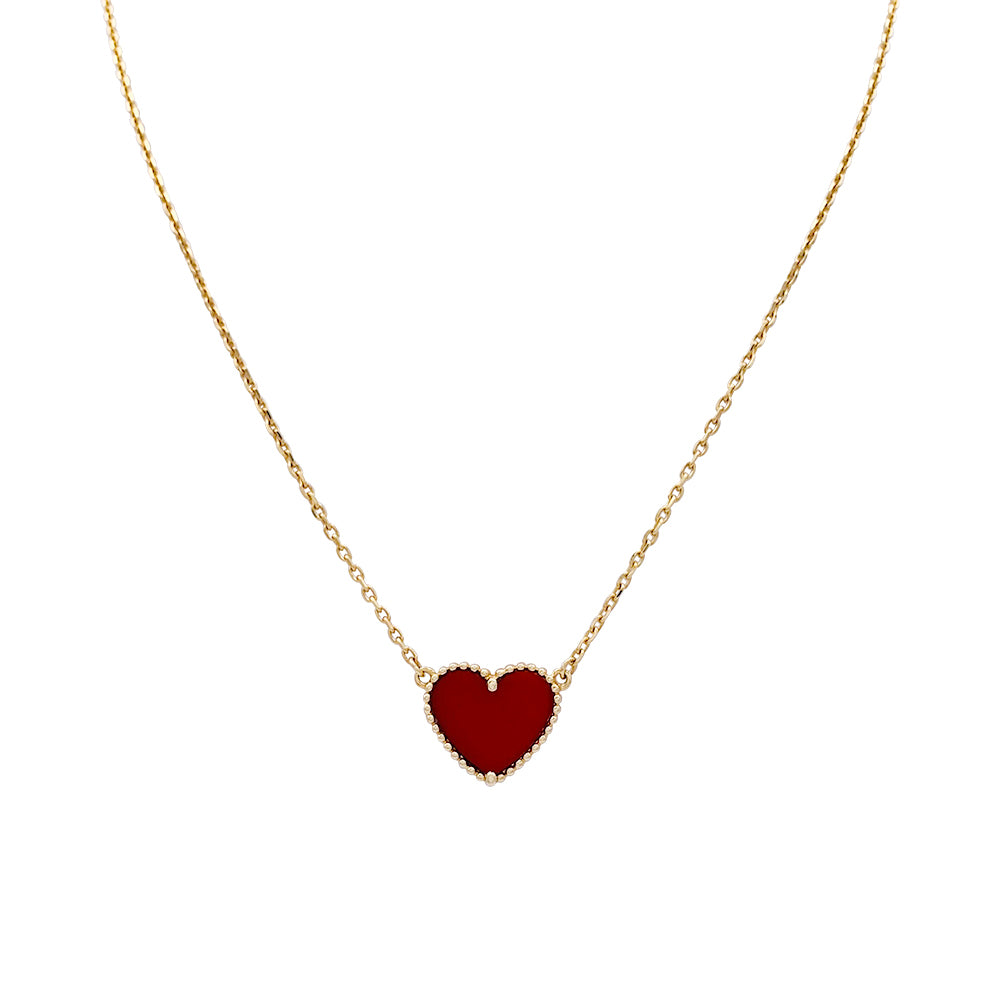 Collier Van Cleef & Arpels, “Lucky Alhambra Coeur”, cornaline.