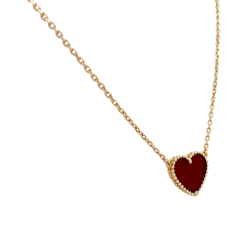 Van Cleef & Arpels necklace, “Lucky Alhambra Heart”, carnelian.