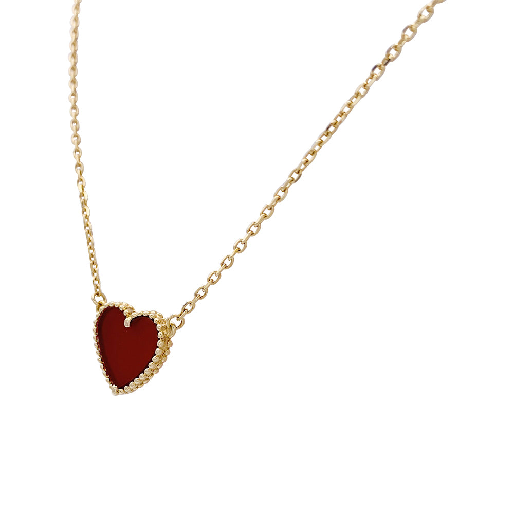 Van Cleef & Arpels necklace, “Lucky Alhambra Heart”, carnelian.