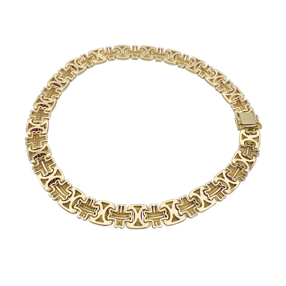 Collier Wempé en or jaune serti de rubis et de diamants. - Maison Eloe