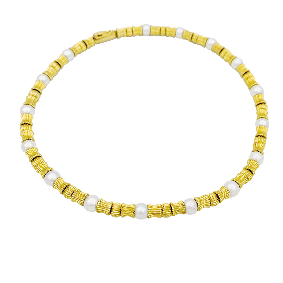 Lalaounis necklace in gold beads and cultured pearls.