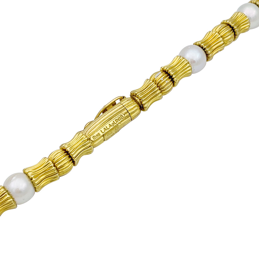 Lalaounis necklace in gold beads and cultured pearls.
