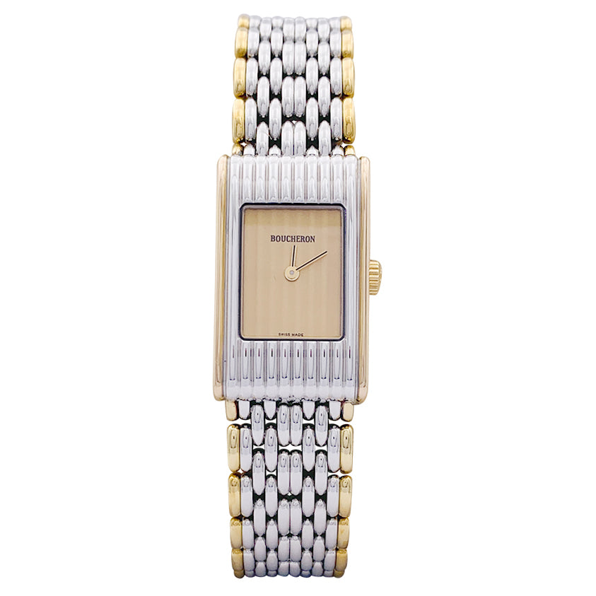 Montre Boucheron, "Reflet", acier et or jaune.