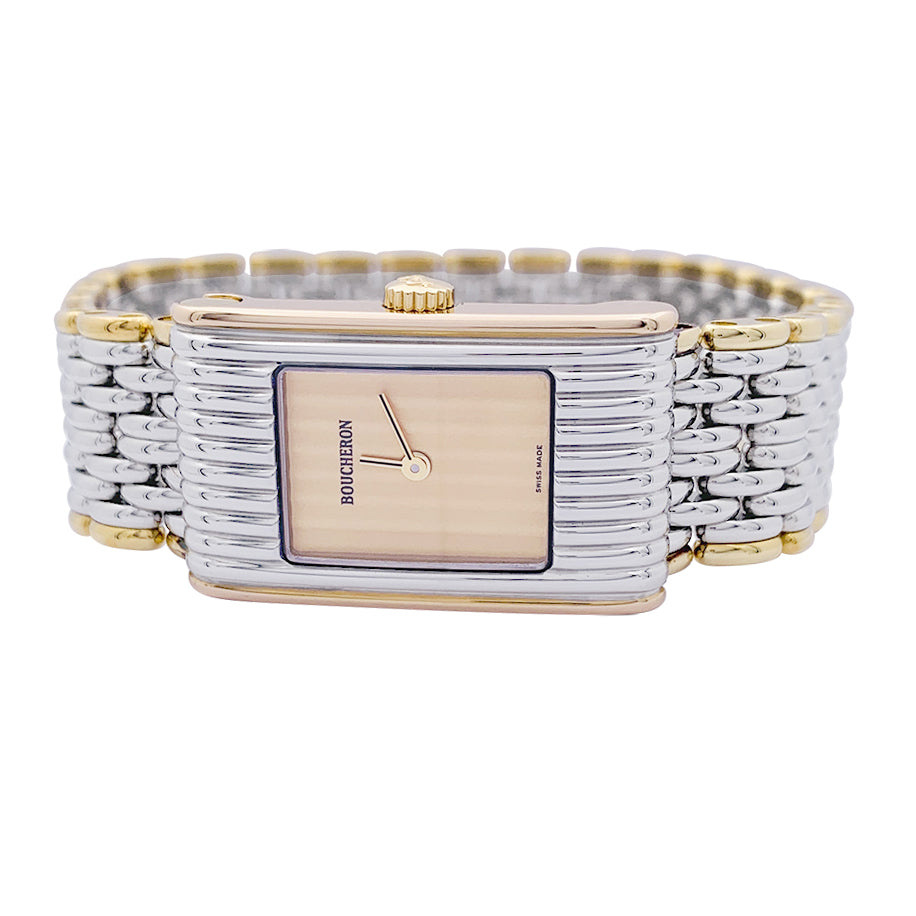 Boucheron watch, "Reflet", steel and yellow gold.