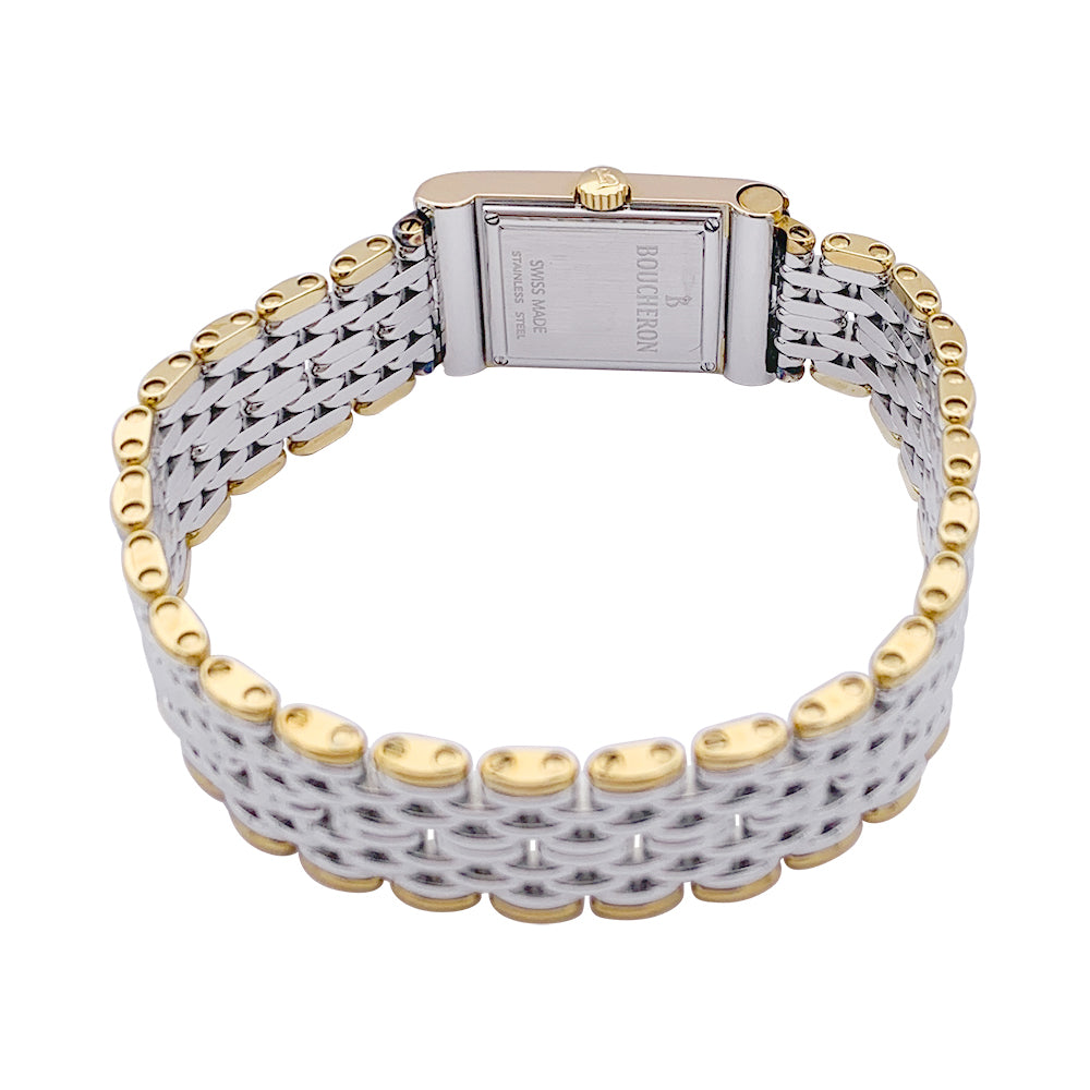 Boucheron watch, "Reflet", steel and yellow gold.