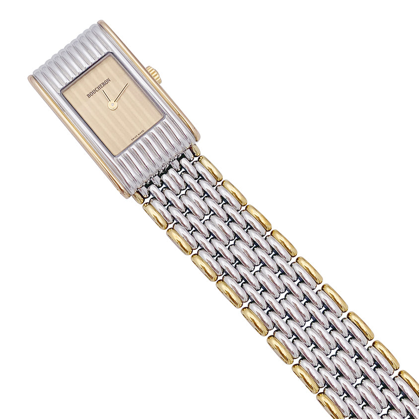 Boucheron watch, "Reflet", steel and yellow gold.