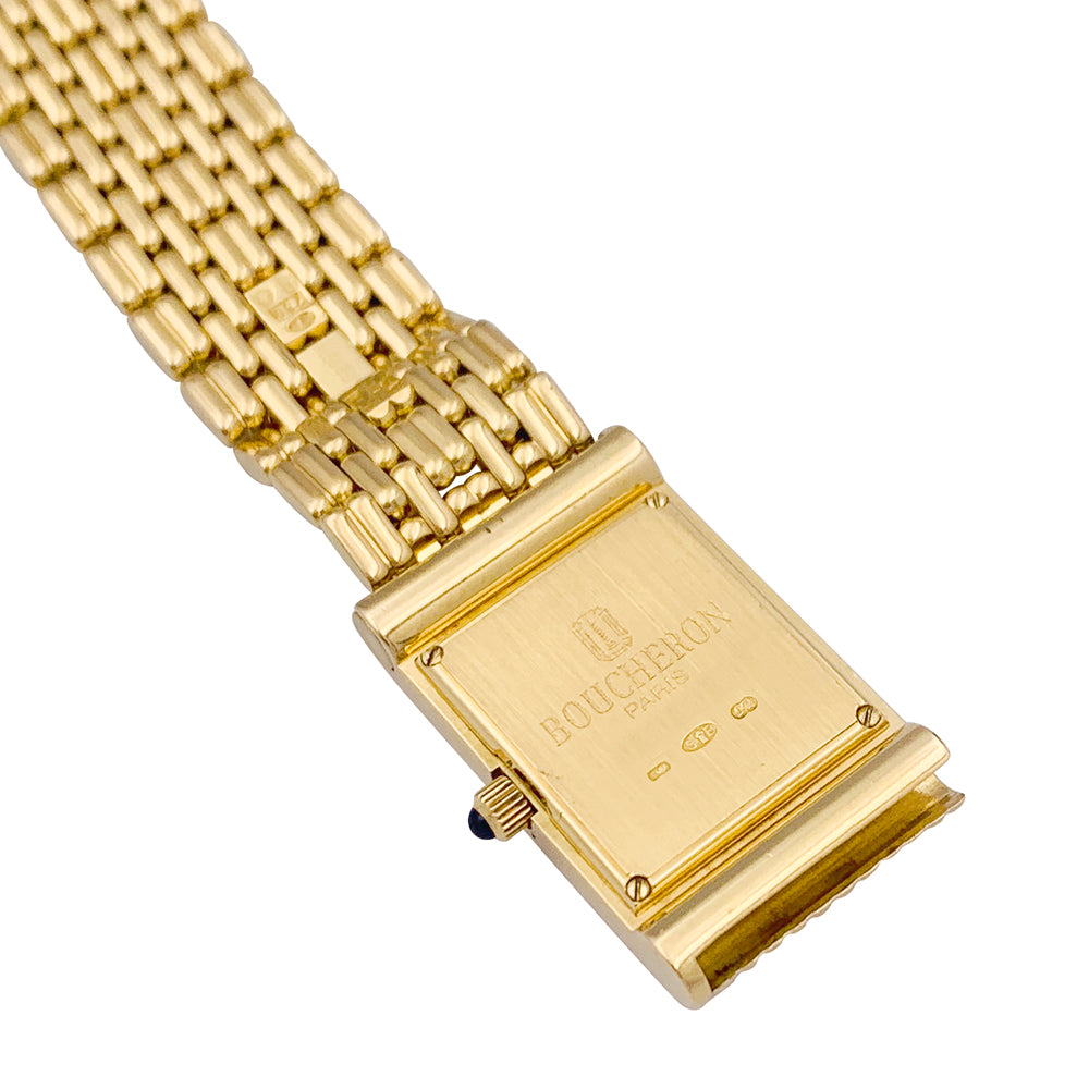 Boucheron "Reflet" yellow gold watch.