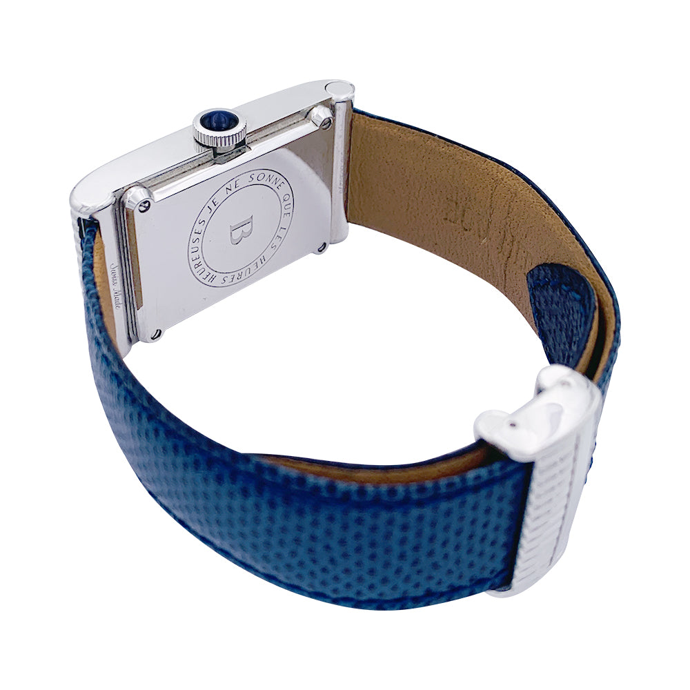 Montre Boucheron, "Reflet Large", acier, cuir.