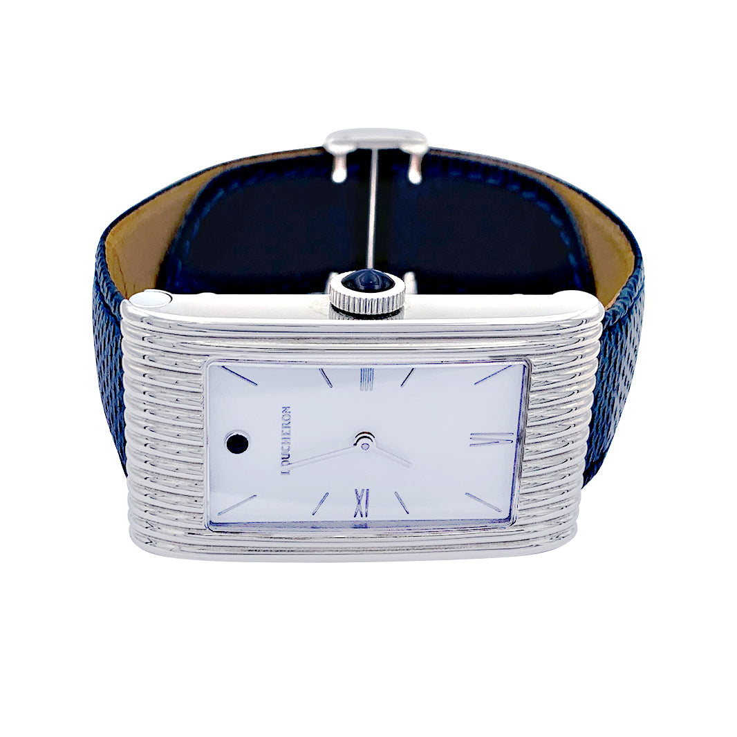 Boucheron watch, "Reflet Large", steel, leather.