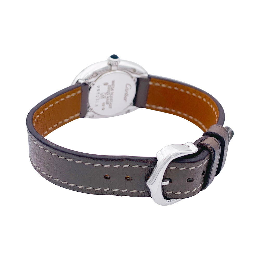Cartier watch, "Baignoire", white gold, leather.