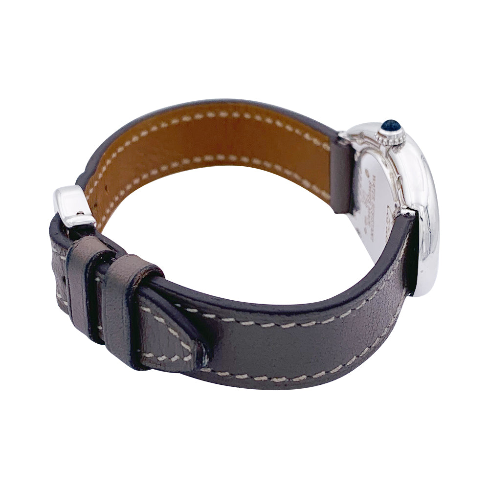 Cartier watch, "Baignoire", white gold, leather.