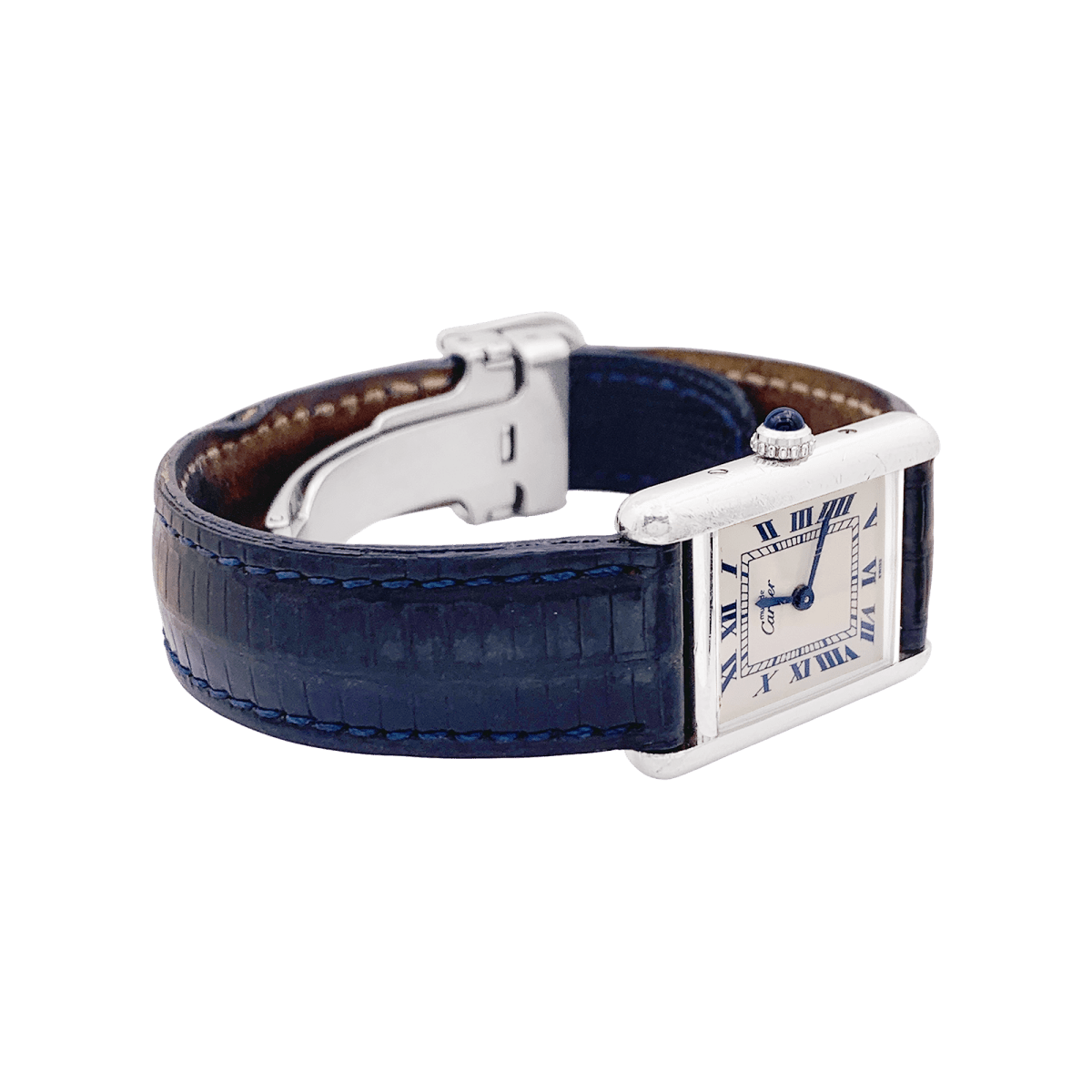 Montre Cartier "Tank Must" argent, cuir. - Maison Eloe