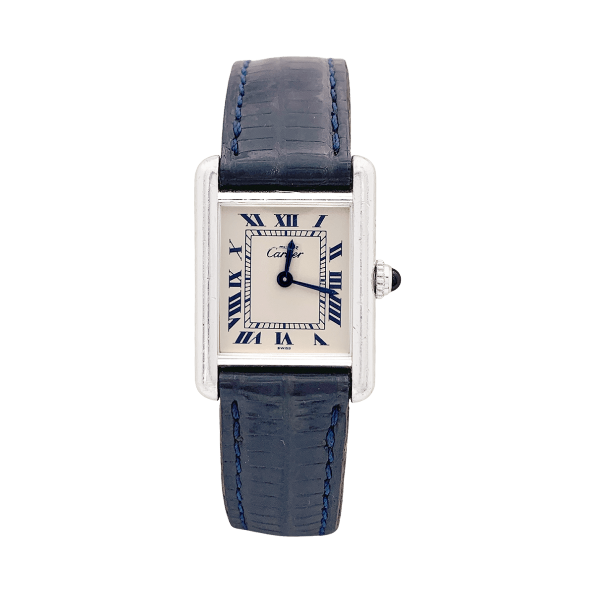 Montre Cartier "Tank Must" argent, cuir. - Maison Eloe