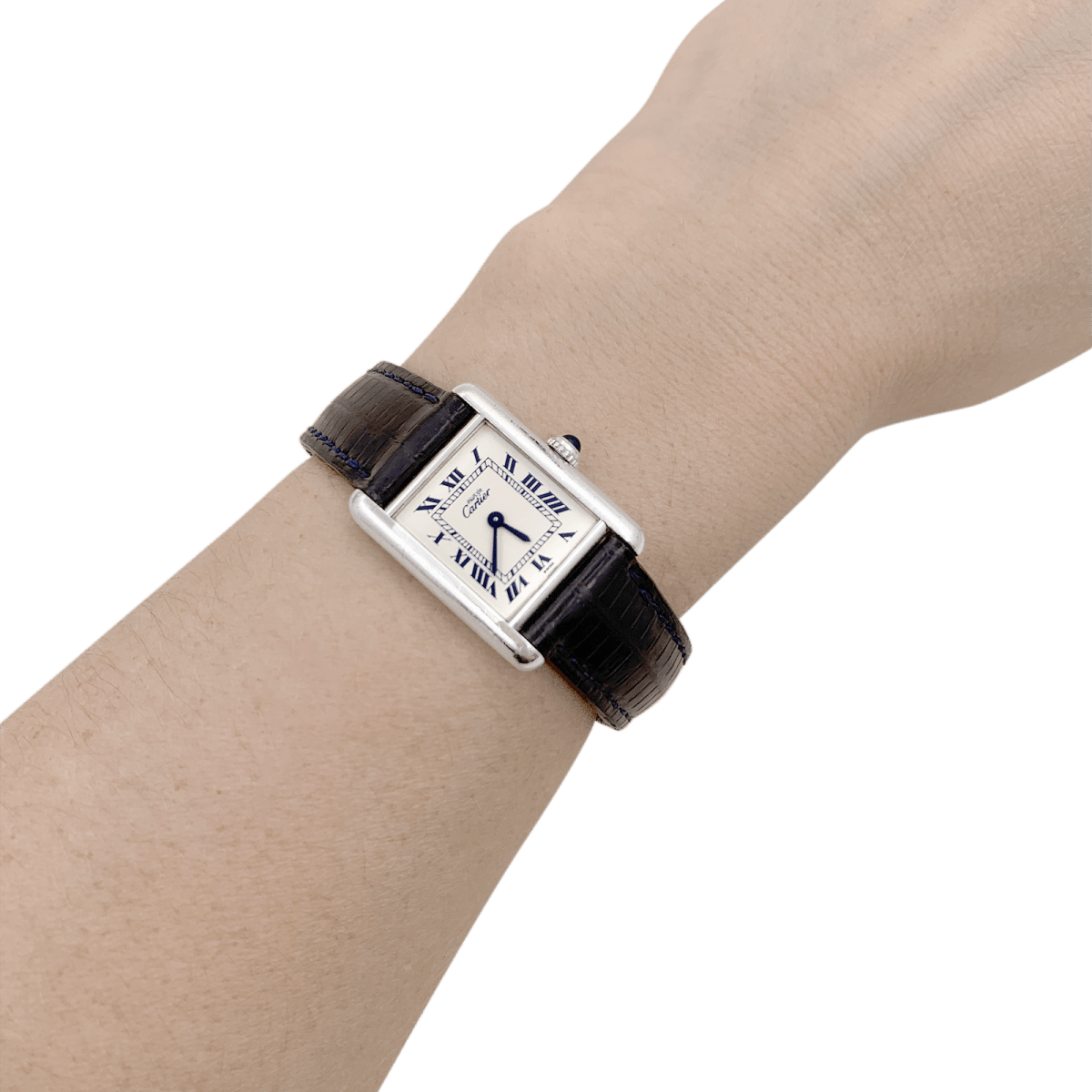 Montre Cartier "Tank Must" argent, cuir. - Maison Eloe