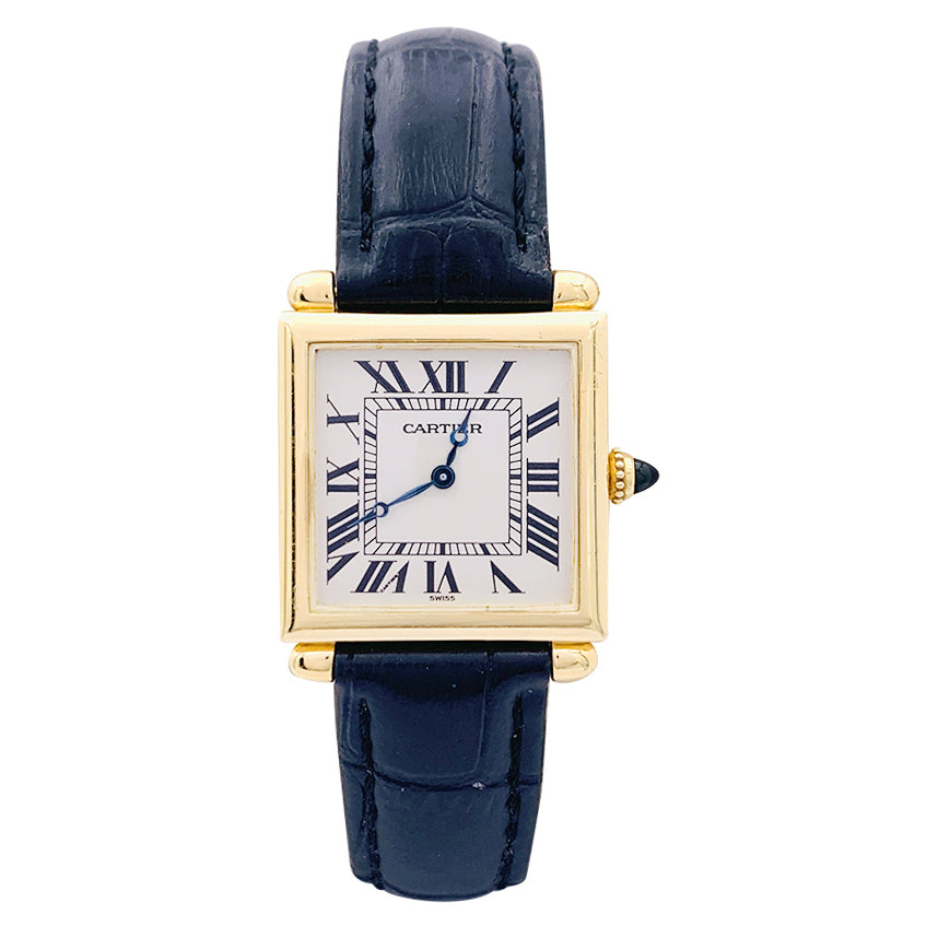 Cartier watch, "Tank Obus", yellow gold, leather.