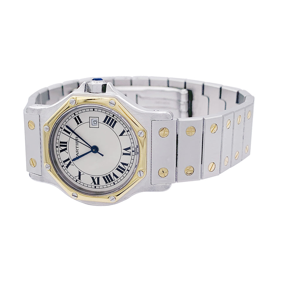 Cartier watch, "Santos Octogonale", steel and gold.