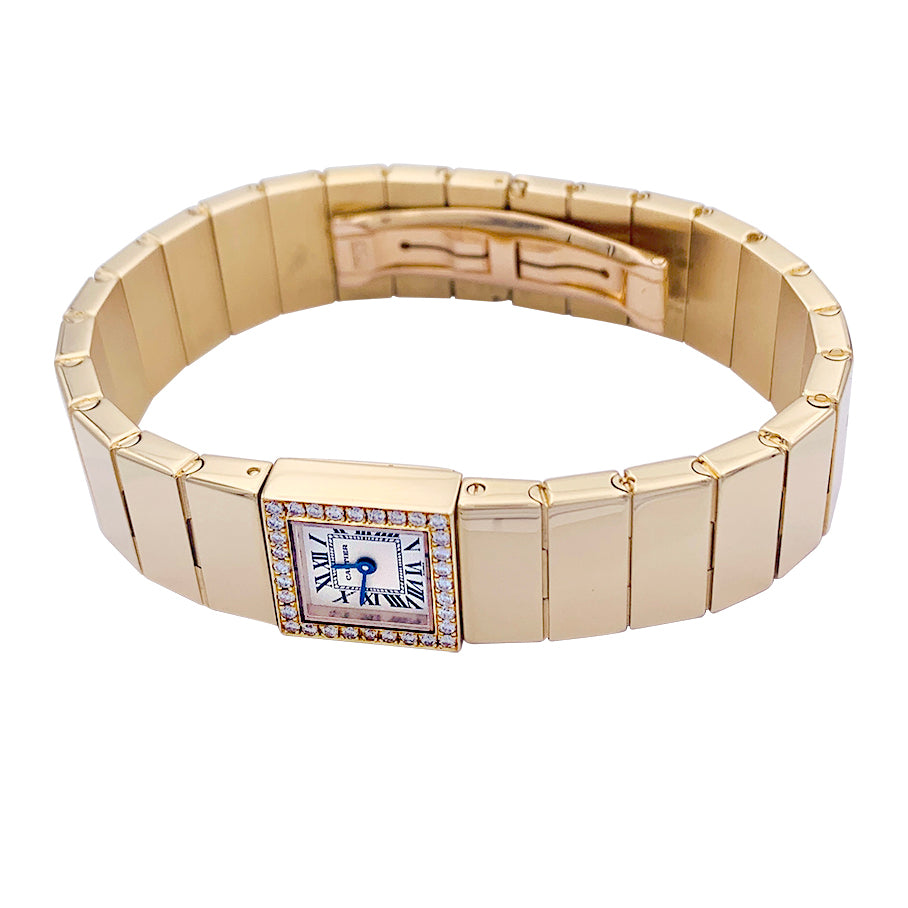 Cartier watch, "Tank Lingot", yellow gold, diamonds.