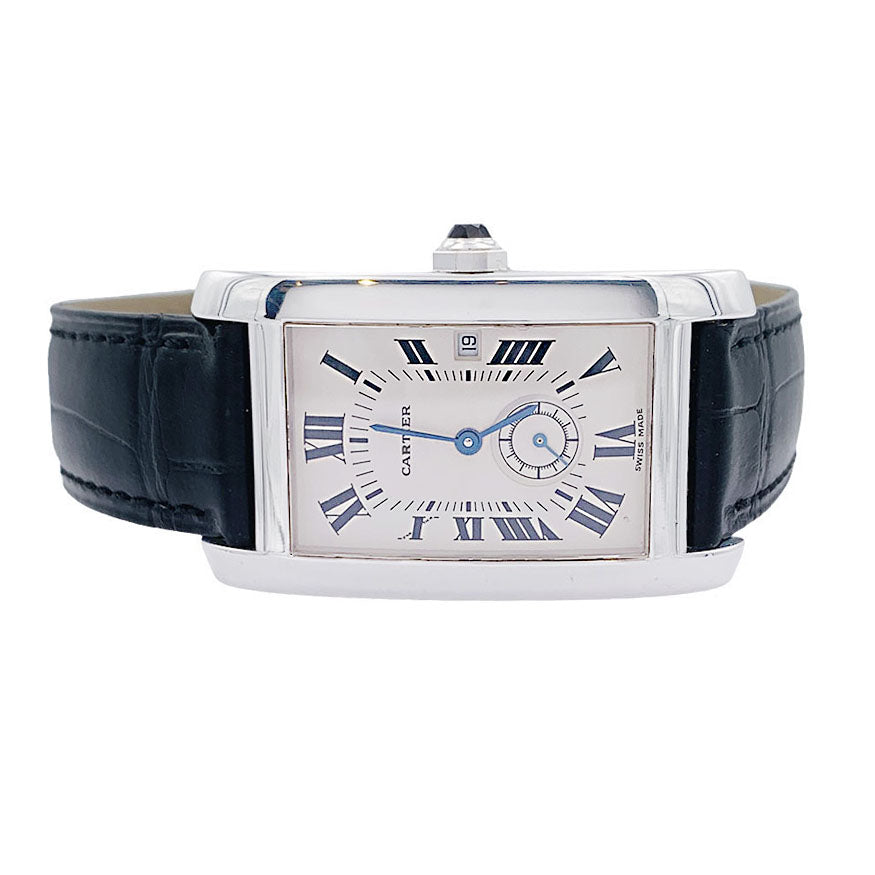 Cartier watch, "Tank Américaine", white gold.