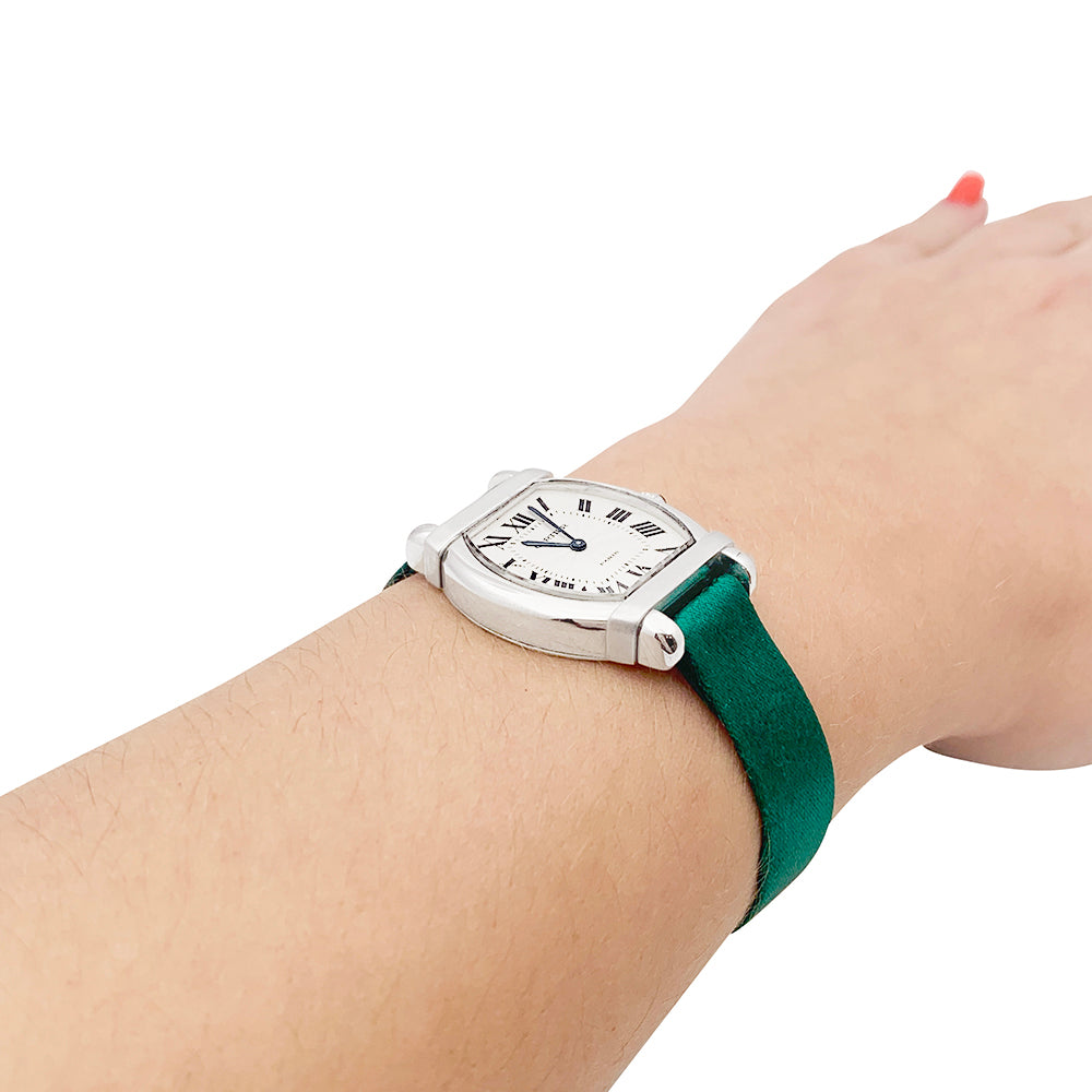 Cartier watch, "Chinese Turtle", platinum, white gold, satin.